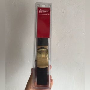 Black belt with gold metal buckle